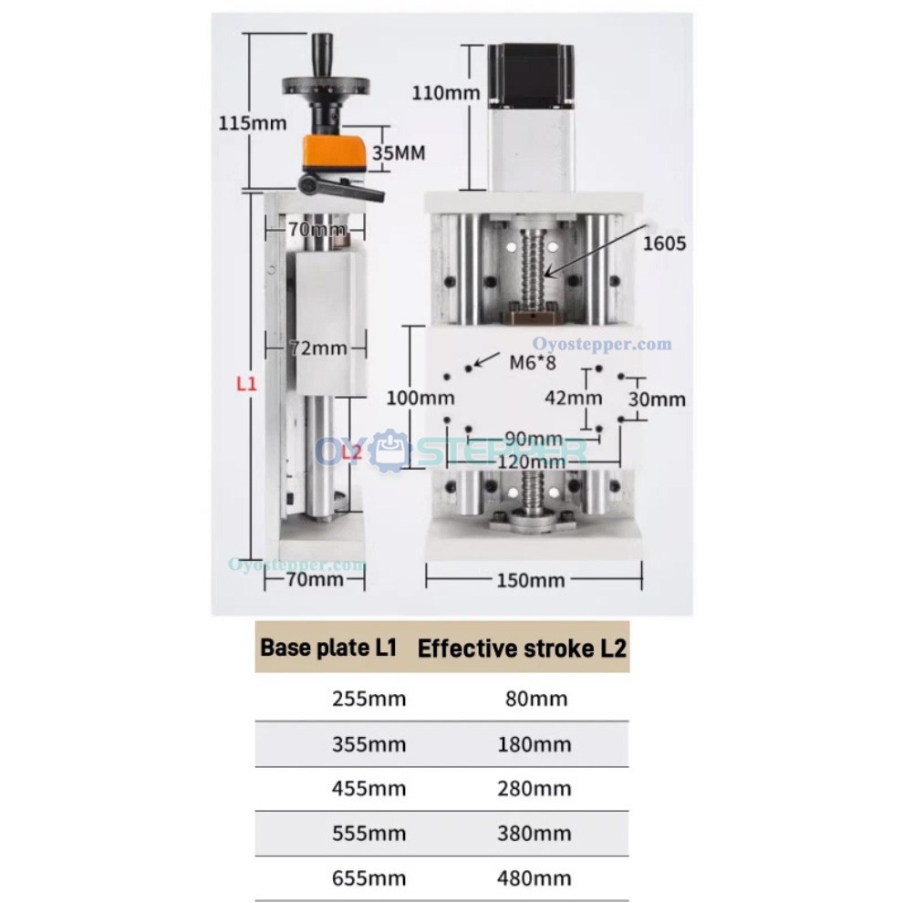 Manual Linear Rail Slide Table 1605 Ball Screw Handwheel 150mm CNC Actuator